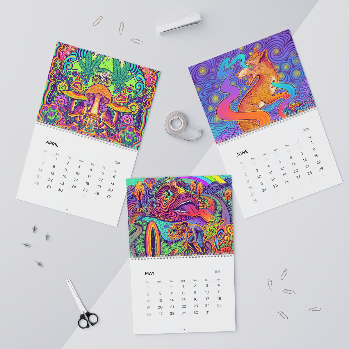 2024 Wall Calendar Psychedelic Mr Melty