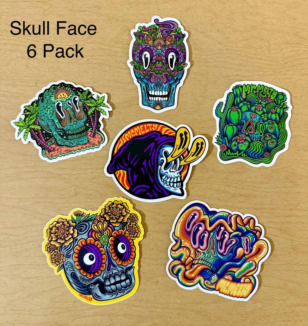 Sticker 6 Pack - Skull Face