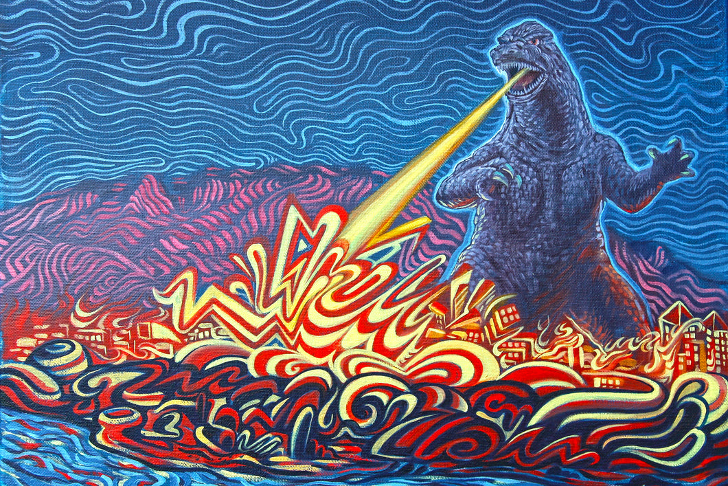 Godzilla's Wrong Turn - Canvas Print